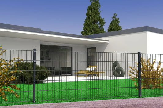 Doppelstabmattenzaun aus Stahl als moderne Zaunanlage vor Haus und Garten – MY-Zaunsysteme