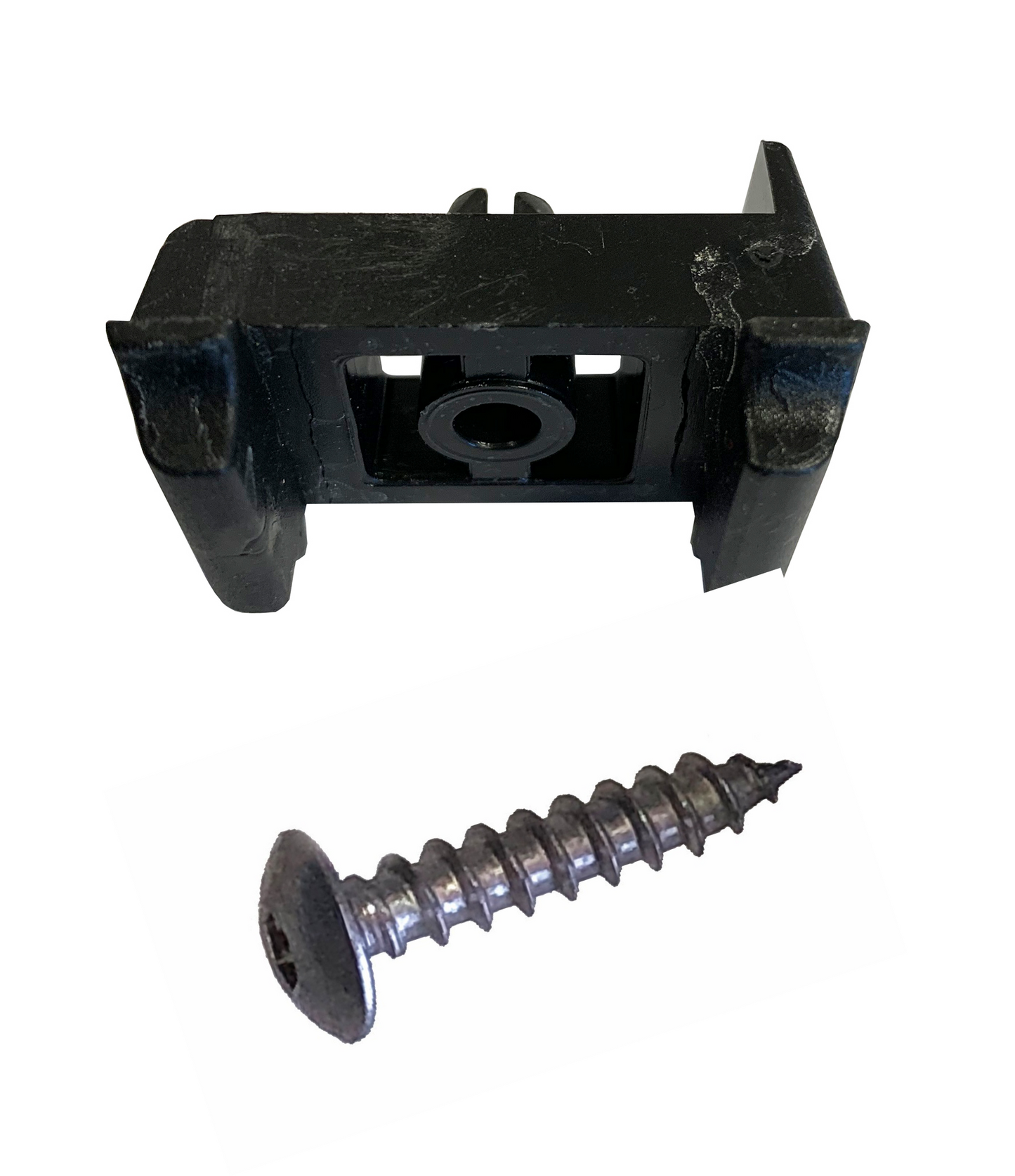 Dübelbock Eck schwarz aus Kunststoff mit Schraube für Zaunanlage – MY-Zaunsysteme