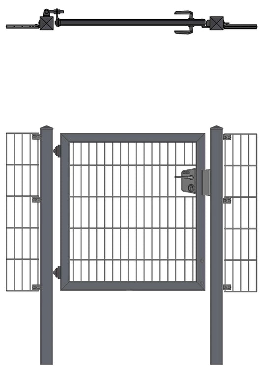 Hadra180o-LP Stahltor mit Gitter, langlebiges Metall für Zaunanlage – MY-Zaunsysteme