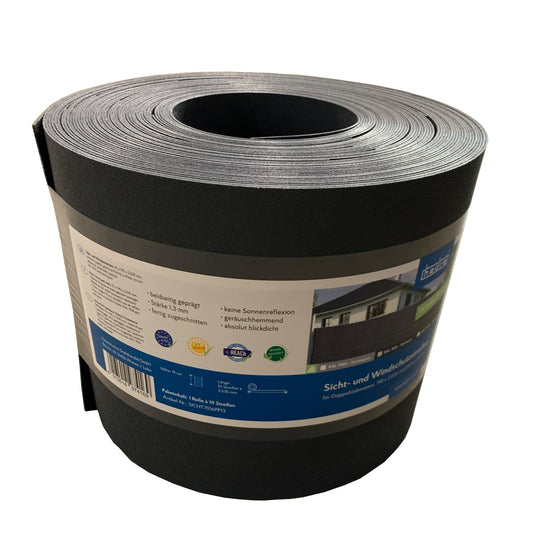 Sichtschutzrolle anthrazit aus Kunststoff für Doppelstabmatten Zaunanlage – MY-Zaunsysteme