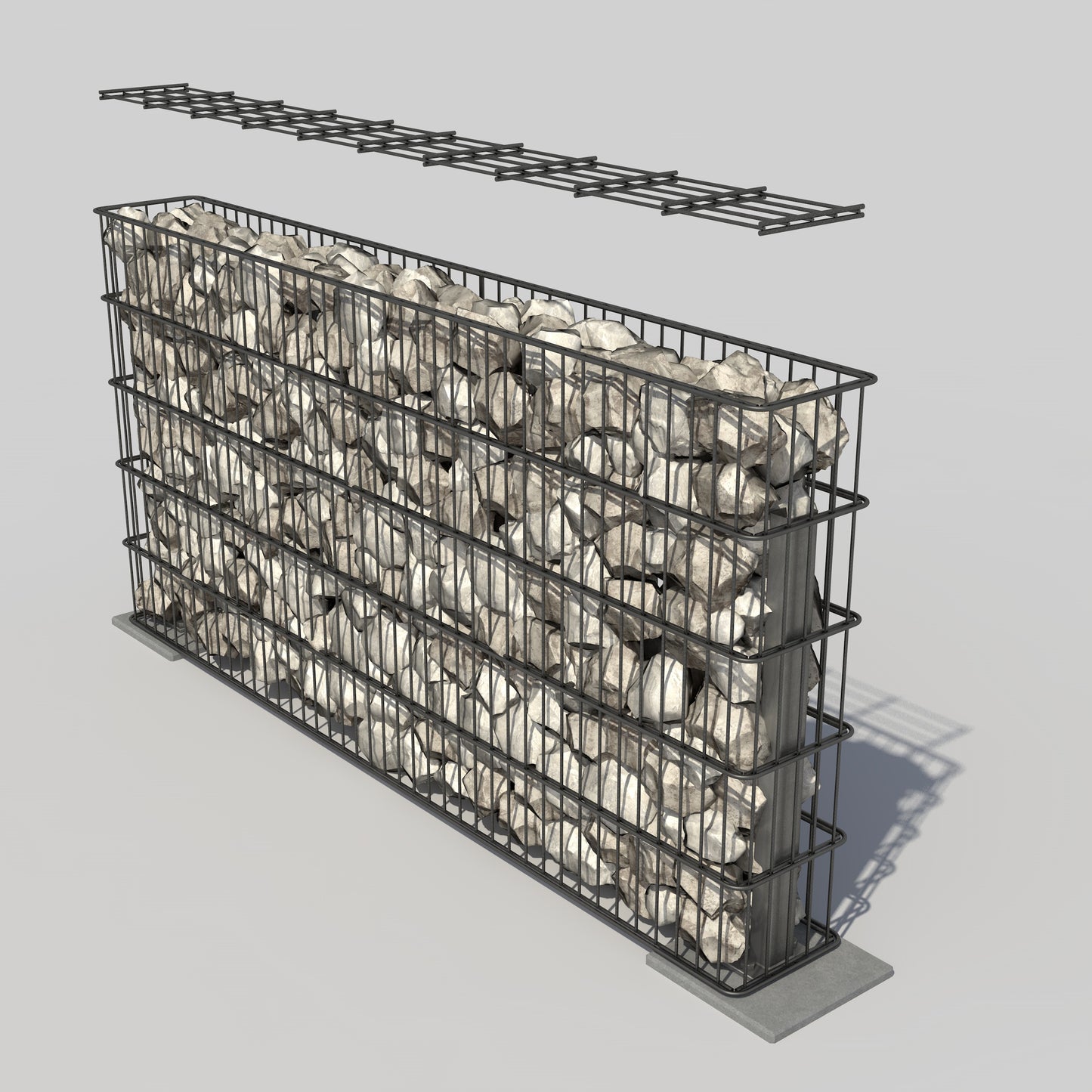 Gabione aus Stahlgitter, mit Steinen gefüllt, als Zaunanlage – MY-Zaunsysteme