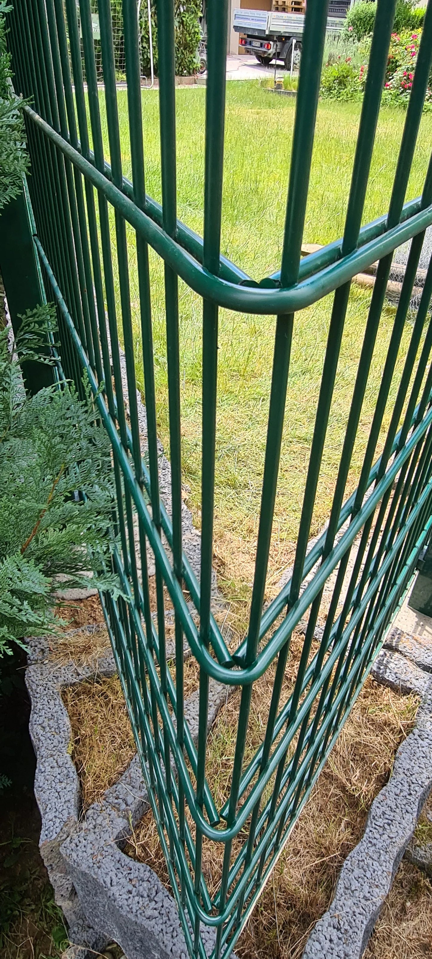 Doppelstabmattenzaun aus Metall, grün, für Zaunanlage im Garten – MY-Zaunsysteme