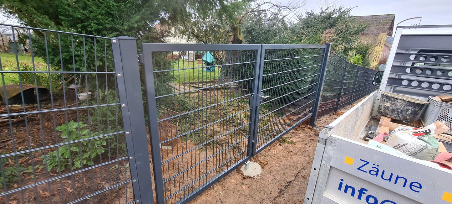 Doppelstabmattenzaun aus Metall als moderne Zaunanlage im Garten – MY-Zaunsysteme