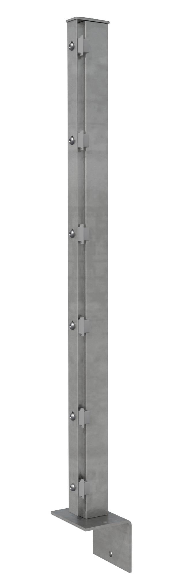 3D-Pfosten mit Winkelbodenplatte aus Metall für Zaunanlage – MY-Zaunsysteme