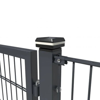 60x60 Pfosten mit Leuchte aus Metall für Zaunanlage, modernes Design – MY-Zaunsysteme