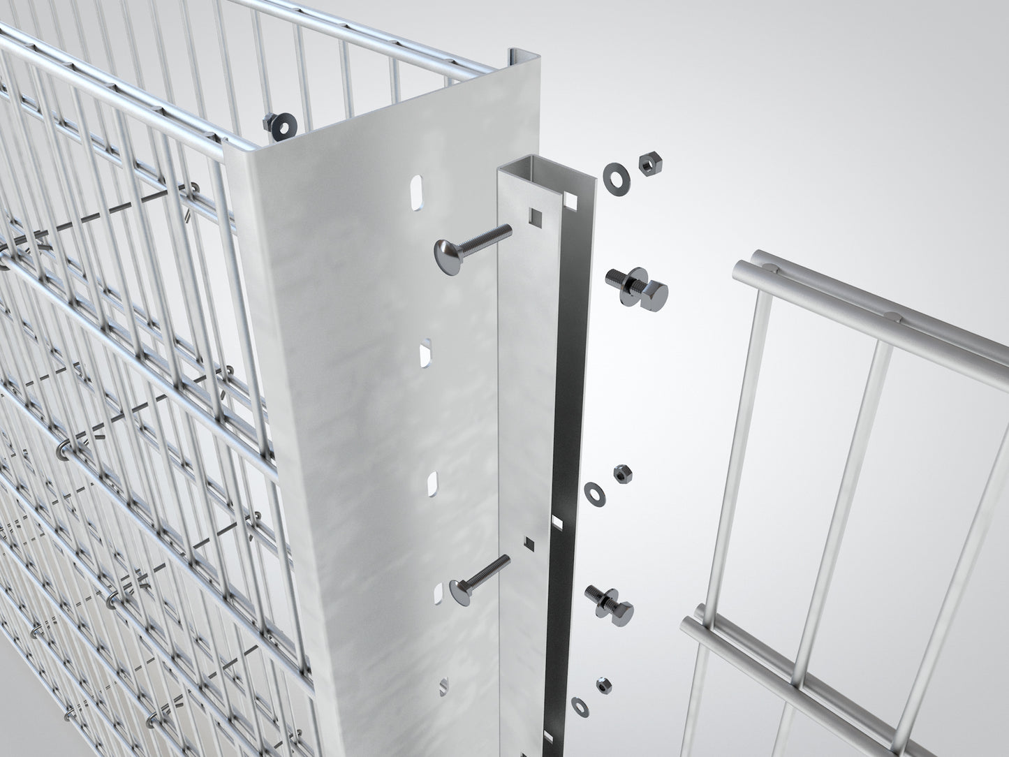 Anschluss-Leiste Gabione aus Metall zur Befestigung von Zaunanlagen – MY-Zaunsysteme