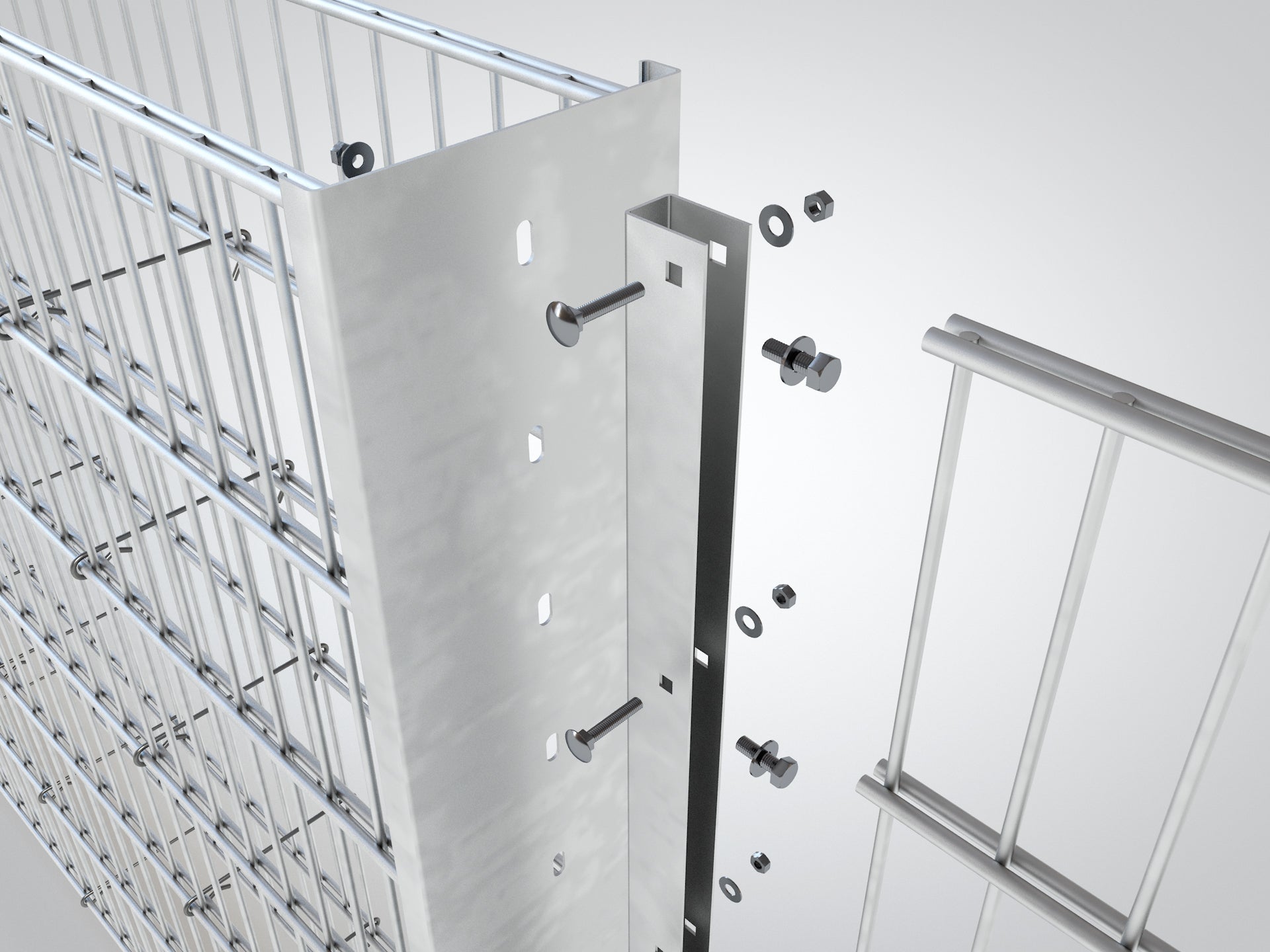 Anschluss-Leiste Gabione aus Metall zur Befestigung von Zaunanlagen – MY-Zaunsysteme