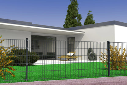 Doppelstabmattenzaun aus Stahl als moderne Zaunanlage vor Haus und Garten – MY-Zaunsysteme