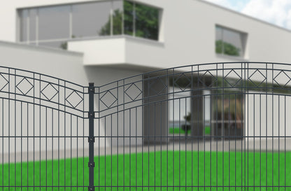 DekorKAROBOGEN03 Zaunanlage aus Metall, dekoratives Zaunsystem für Grundstücke – MY-Zaunsysteme