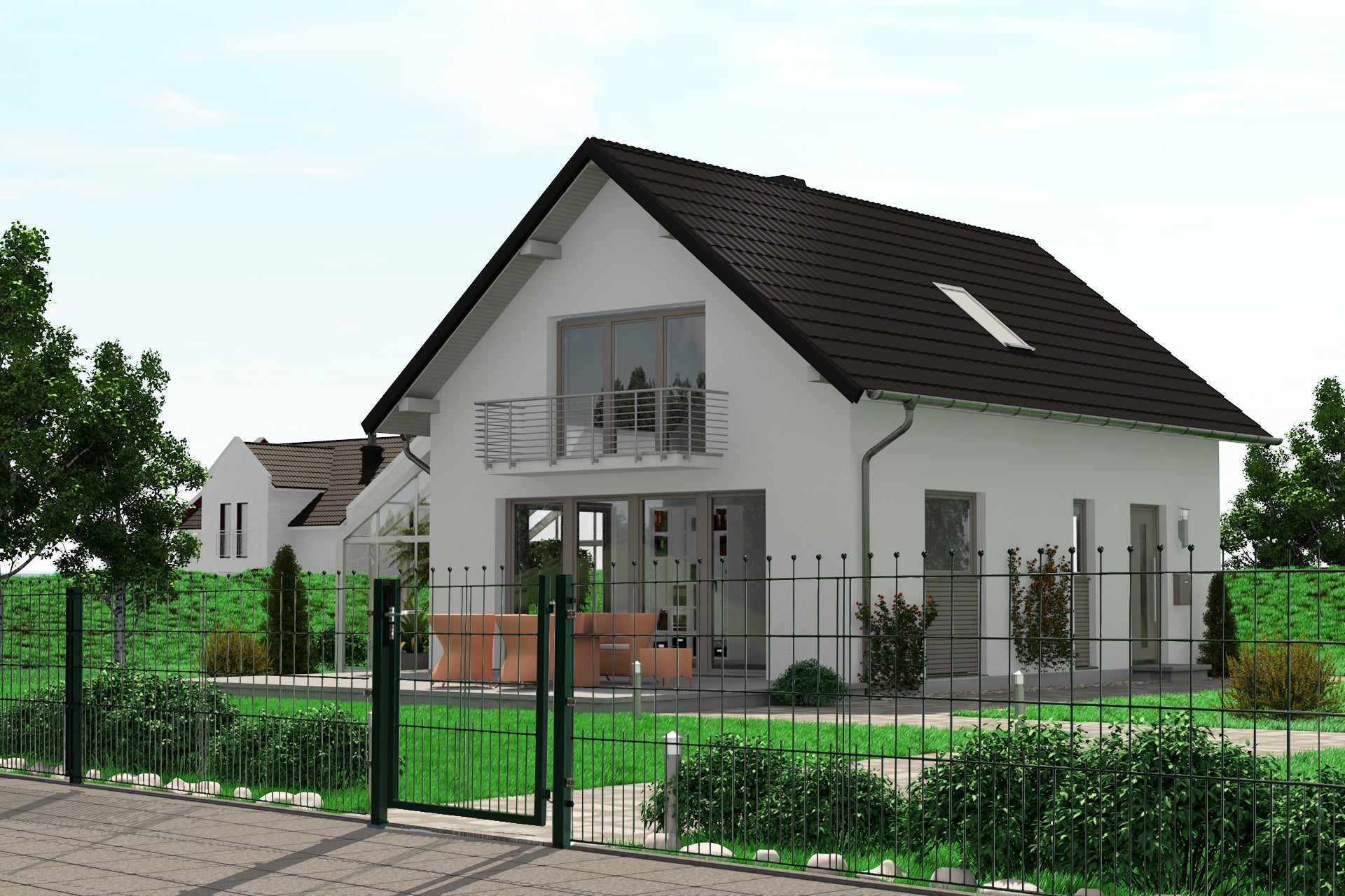 DekorKUGEL Zaunanlage aus Metall, ideal als Gartenzaun für moderne Grundstücke – MY-Zaunsysteme