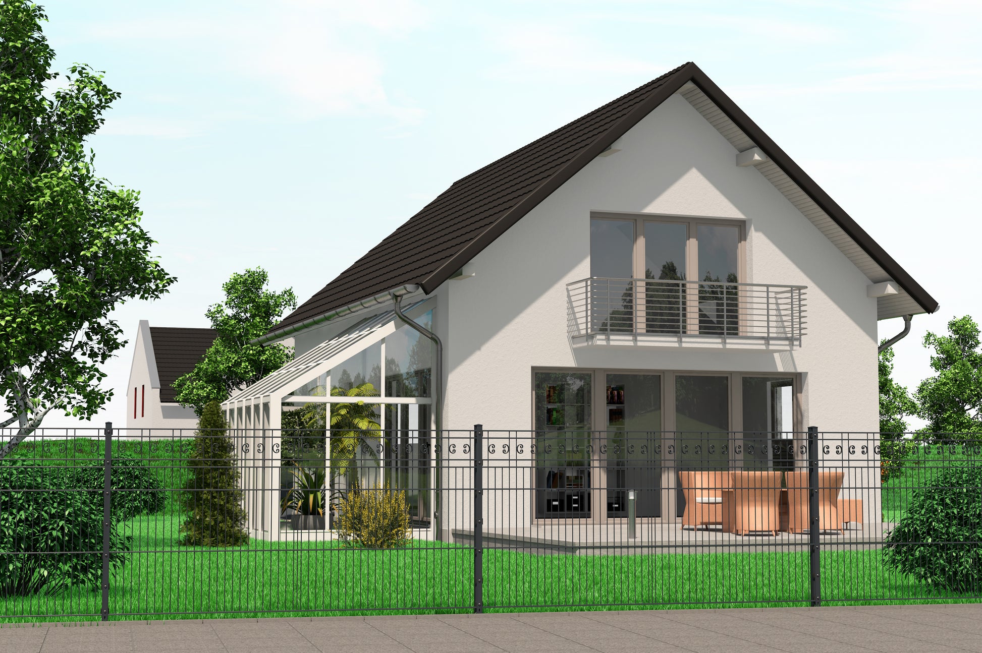 DekorRANKE Metallzaun als Zaunanlage vor modernem Haus – MY-Zaunsysteme