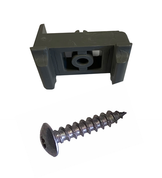 Dübelbock Eck grau aus Kunststoff mit Schraube für Zaunanlage – MY-Zaunsysteme
