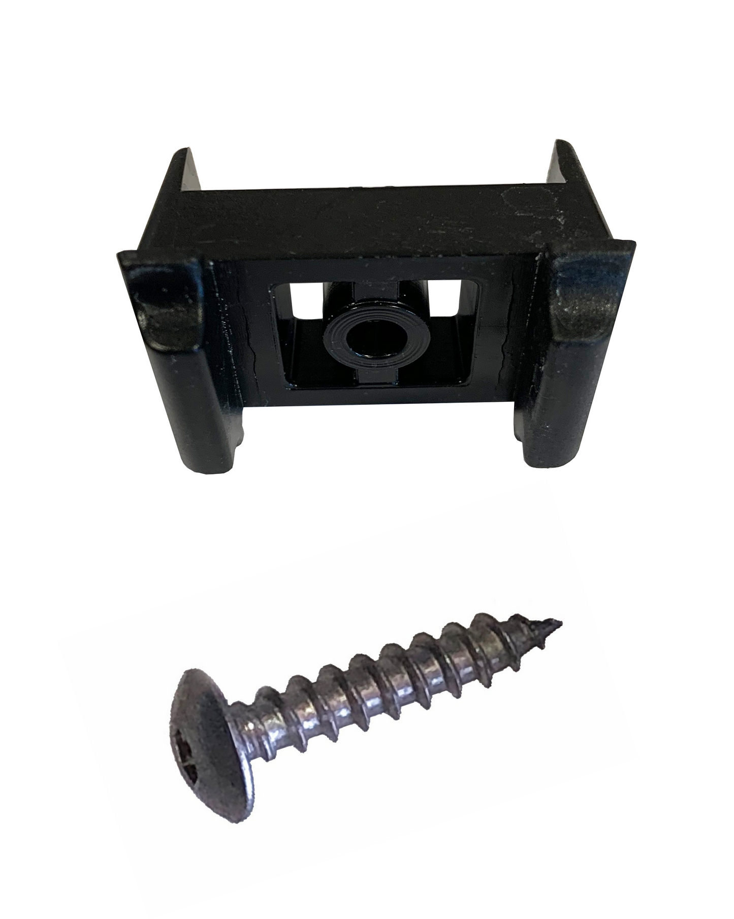 Dübelbock schwarz aus Metall mit Schraube für Zaunanlage – MY-Zaunsysteme