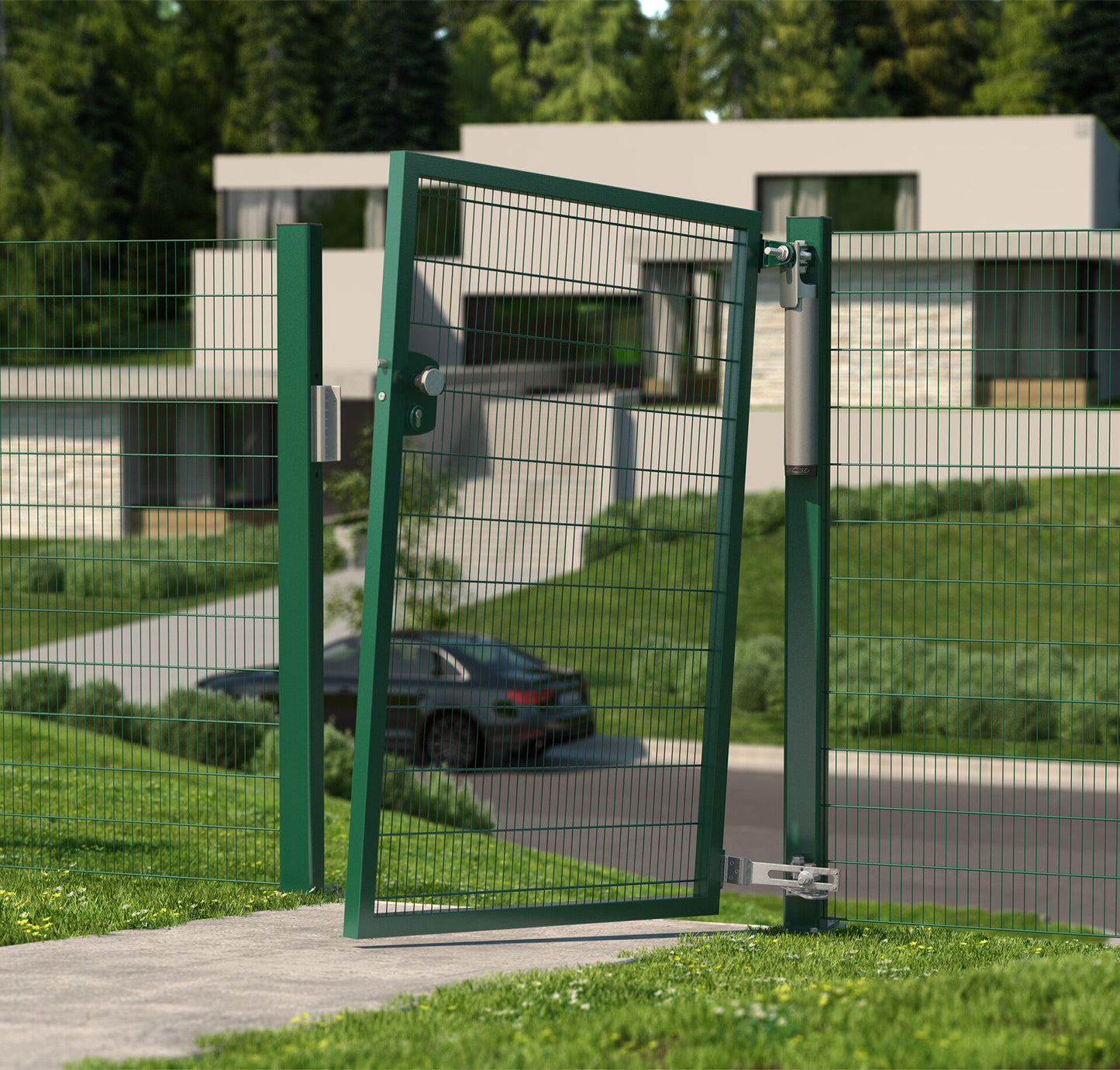 EXCENTRO Zauntor aus Metall als moderne Zaunanlage im Garten – MY-Zaunsysteme