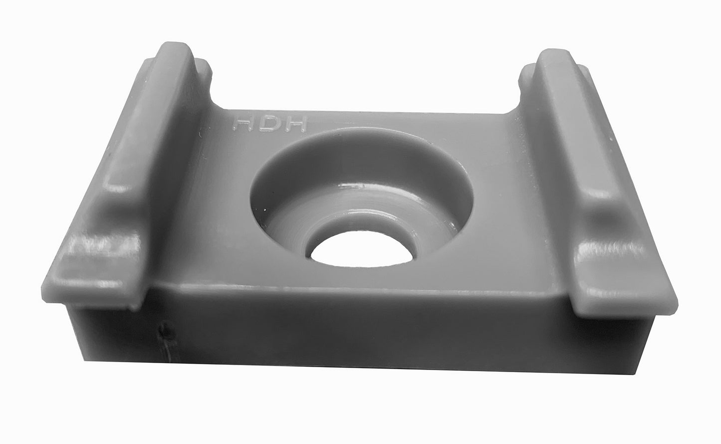 Eckbock grau aus Kunststoff für Zaunanlage, zur Befestigung von Doppelstabmatten – MY-Zaunsysteme