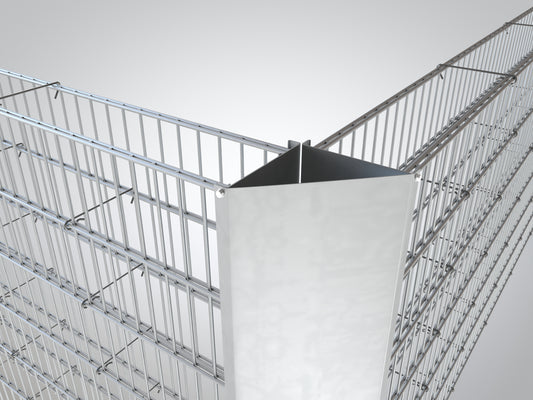 Ecklösung 45 Grad aus Metall für Zaunanlage, Detailansicht der Verbindung – MY-Zaunsysteme