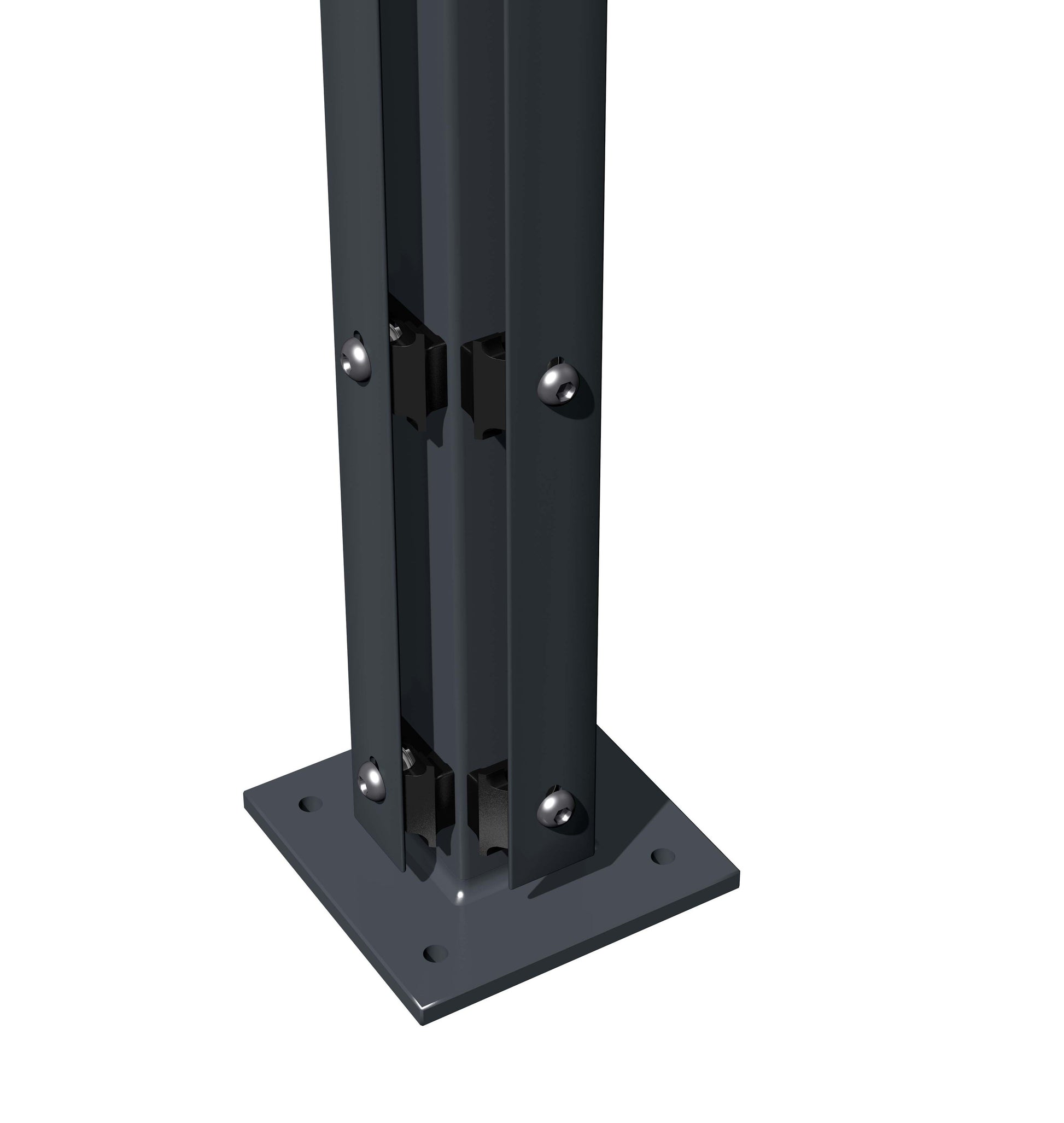 Eckpfosten 60x60 Flacheisen Anthrazit aus Metall für Zaunanlage mit Bodenplatte – MY-Zaunsysteme