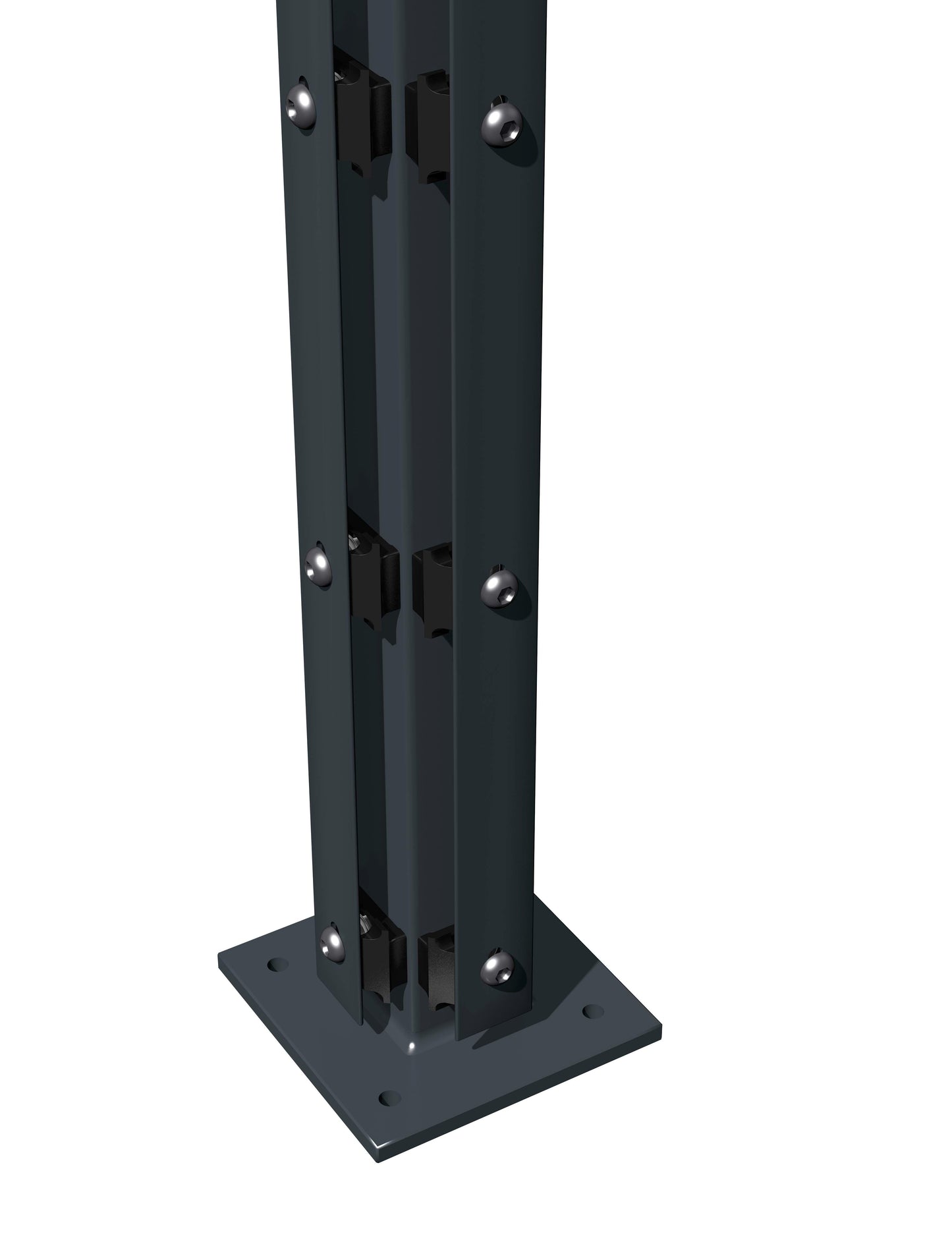 Eckpfosten 6x6 Flacheisen aus Stahl, anthrazit, für Zaunanlage mit Bodenplatte – MY-Zaunsysteme