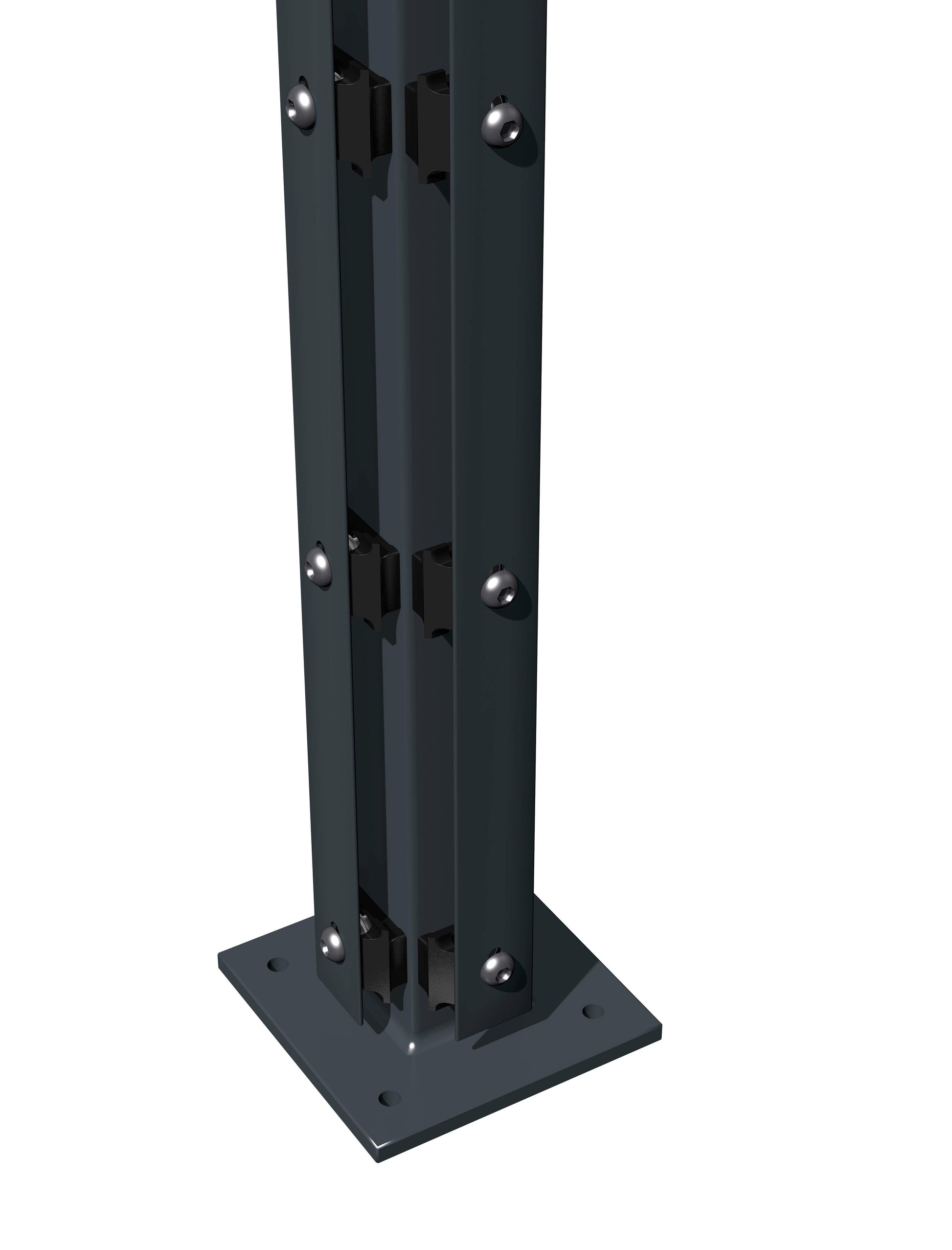 Eckpfosten 6x6 Flacheisen aus Stahl, anthrazit, für Zaunanlage mit Bodenplatte – MY-Zaunsysteme