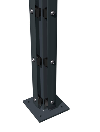 Eckpfosten 6x6 Flacheisen aus Stahl, anthrazit, für Zaunanlage mit Bodenplatte – MY-Zaunsysteme