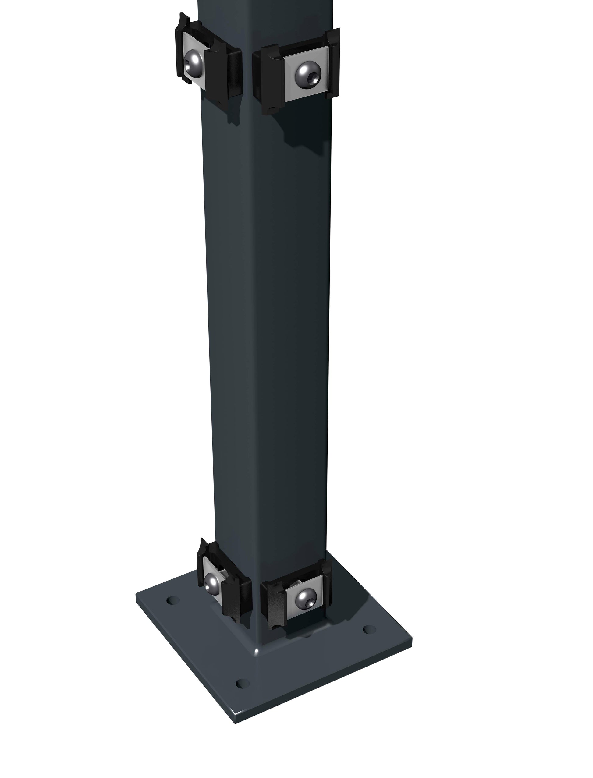Eckpfosten 6x6 Klemmhalter aus Metall in Anthrazit für Zaunanlage mit Bodenplatte – MY-Zaunsysteme