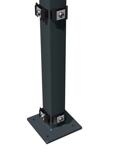 Eckpfosten 6x6 Klemmhalter aus Metall in Anthrazit für Zaunanlage mit Bodenplatte – MY-Zaunsysteme