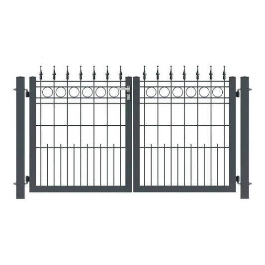 Exklusiv Schmuckzauntor Saturn aus Metall, 2-flügelig, für Zaunanlage – MY-Zaunsysteme