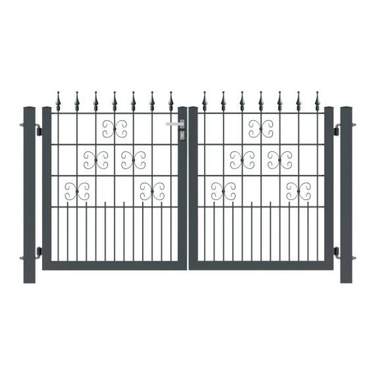 Exklusiv Schmuckzauntor Venus aus Metall, zweiflügelig, dekorativ für Zaunanlagen – MY-Zaunsysteme