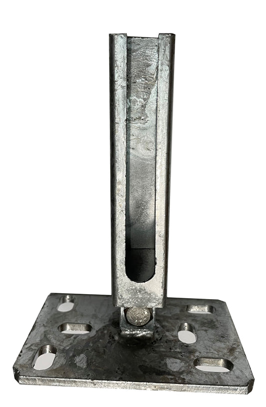 Pfostenfuß für Doppelstabmattenzaun, feuerverzinkter Stahl, zur Zaunanlagen-Montage – MY-Zaunsysteme