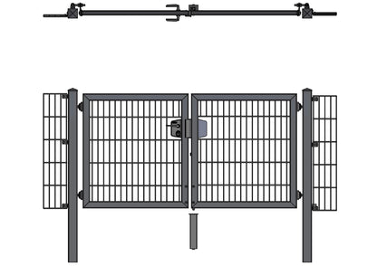 Hadra180o-DP Doppelflügeltor aus Metall für Zaunanlage, seitliche Gitter, robust – MY-Zaunsysteme