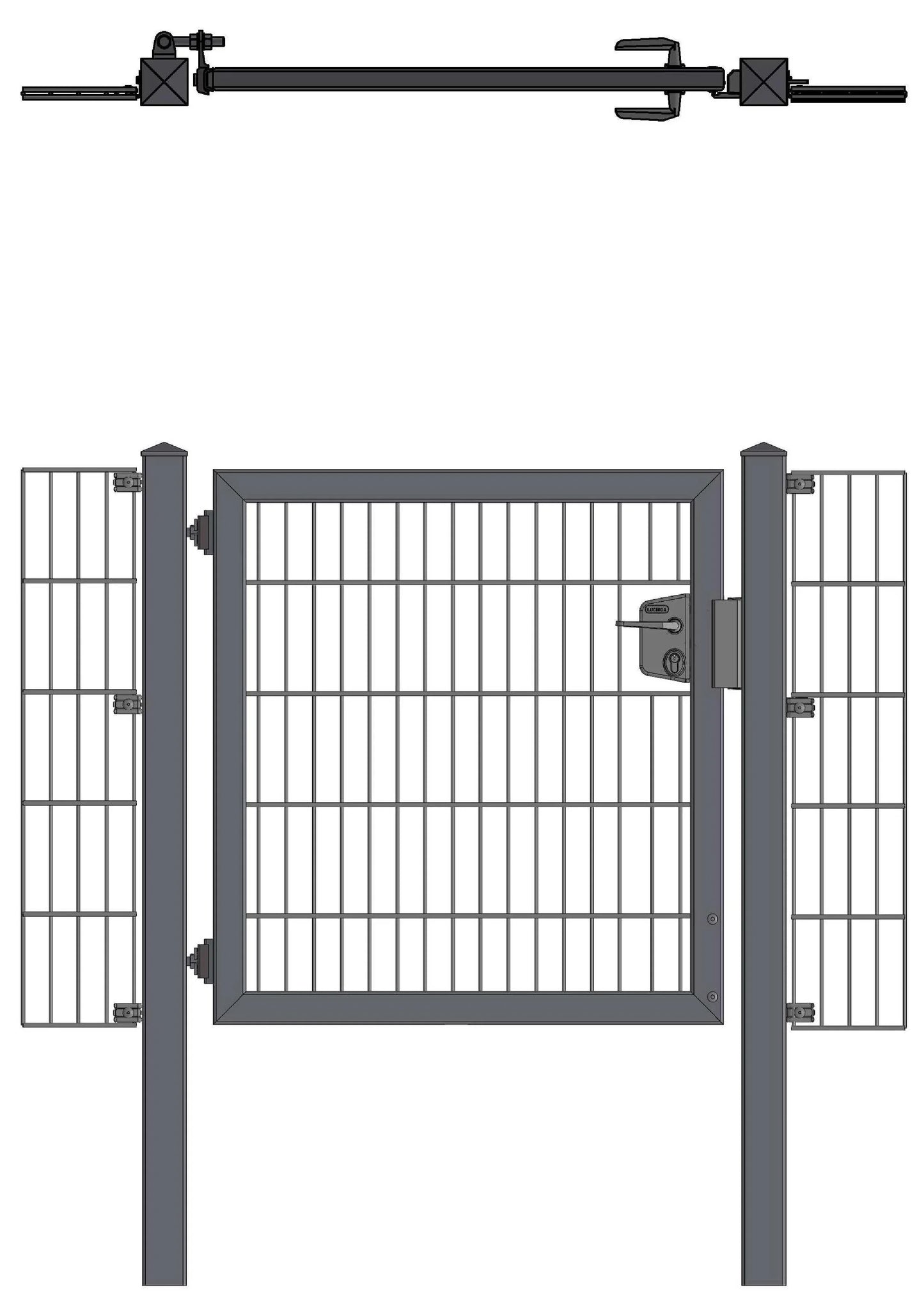 Hadra180o-LP Stahltor mit Gitter, langlebiges Metall für Zaunanlage – MY-Zaunsysteme