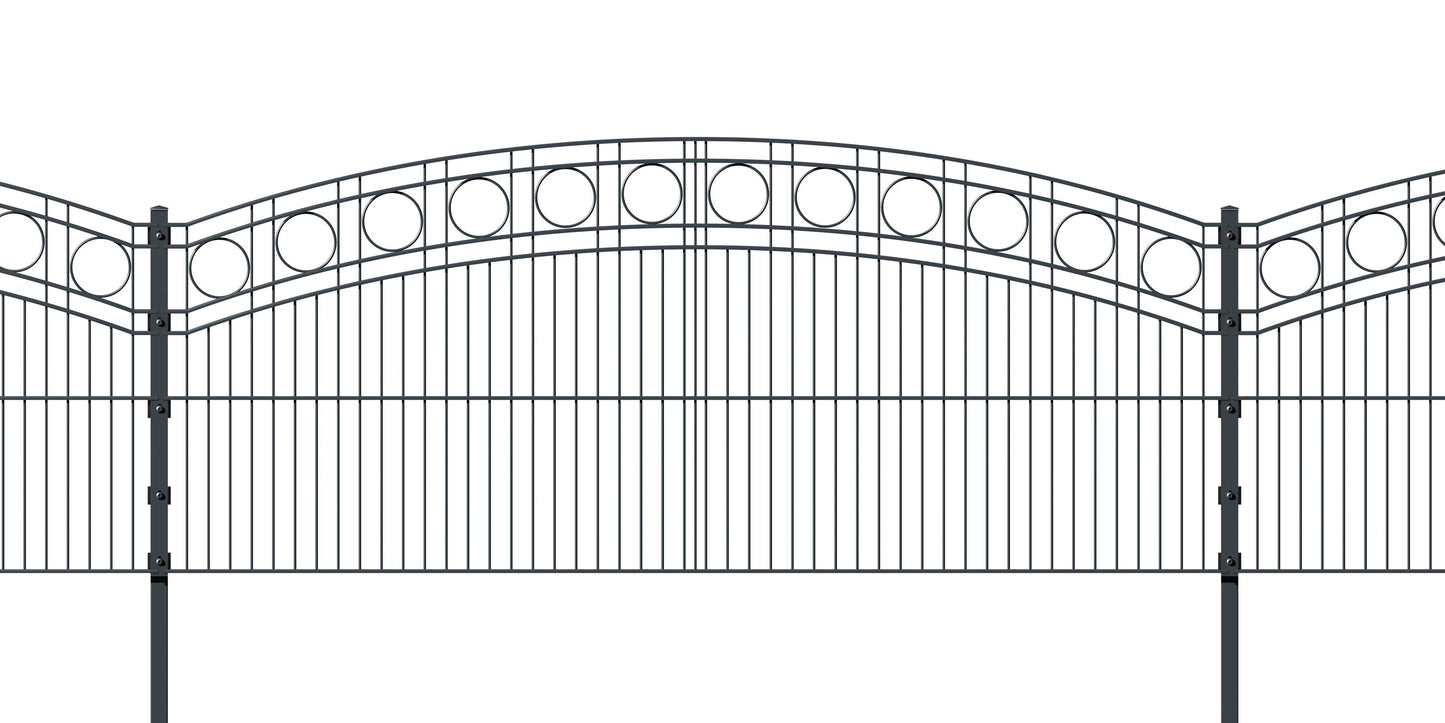 KREISBOGEN Anthrazit Metallzaun, dekorativ mit Kreismuster, als Zaunanlage – MY-Zaunsysteme