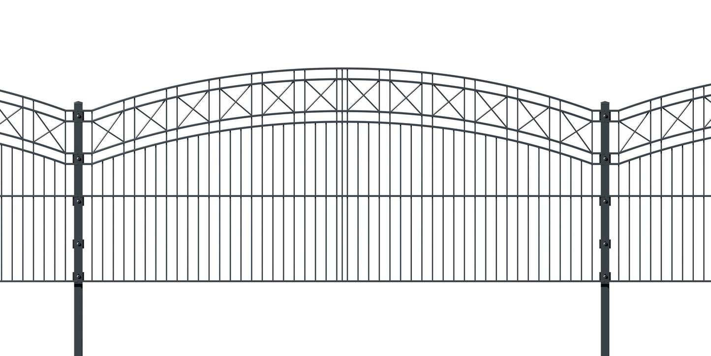 KREUZBOGEN Anthrazit Metall Zaunelement für Zaunanlage, dekoratives Design – MY-Zaunsysteme