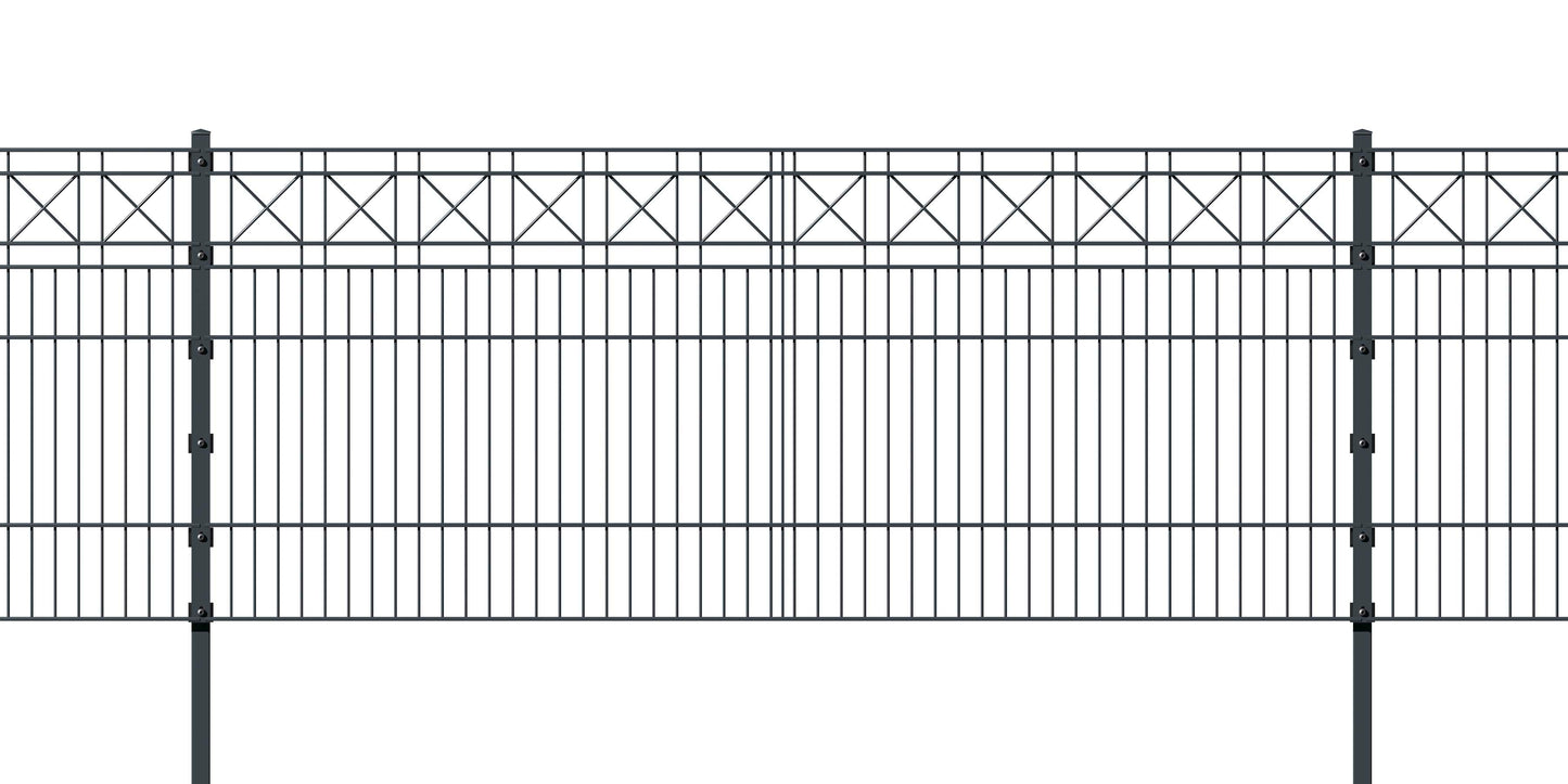 KREUZ Anthrazit Metall-Zaunelement für Zaunanlage, modernes Design – MY-Zaunsysteme