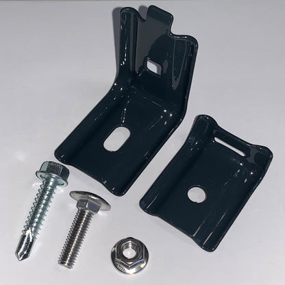 Befestigungsset aus Metall für Doppelstabmatten Zaunanlage, bestehend aus Haltern, Schrauben und Mutter – MY-Zaunsysteme