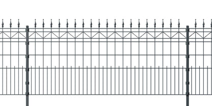 MERKUR Anthrazit Zaunanlage aus Metall mit senkrechten Spitzen – MY-Zaunsysteme