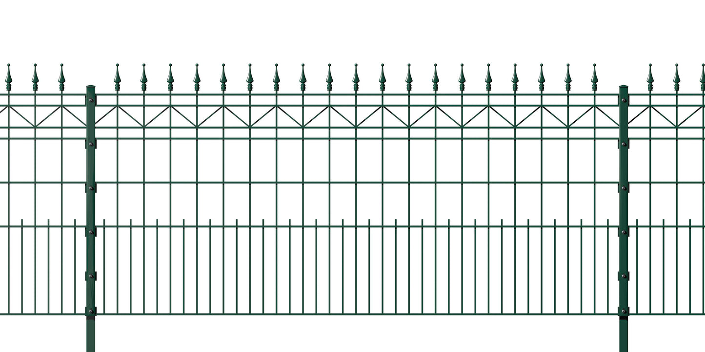 MERKUR Zaunanlage aus grünem Metall, dekorativ, ideal als Gartenzaun – MY-Zaunsysteme