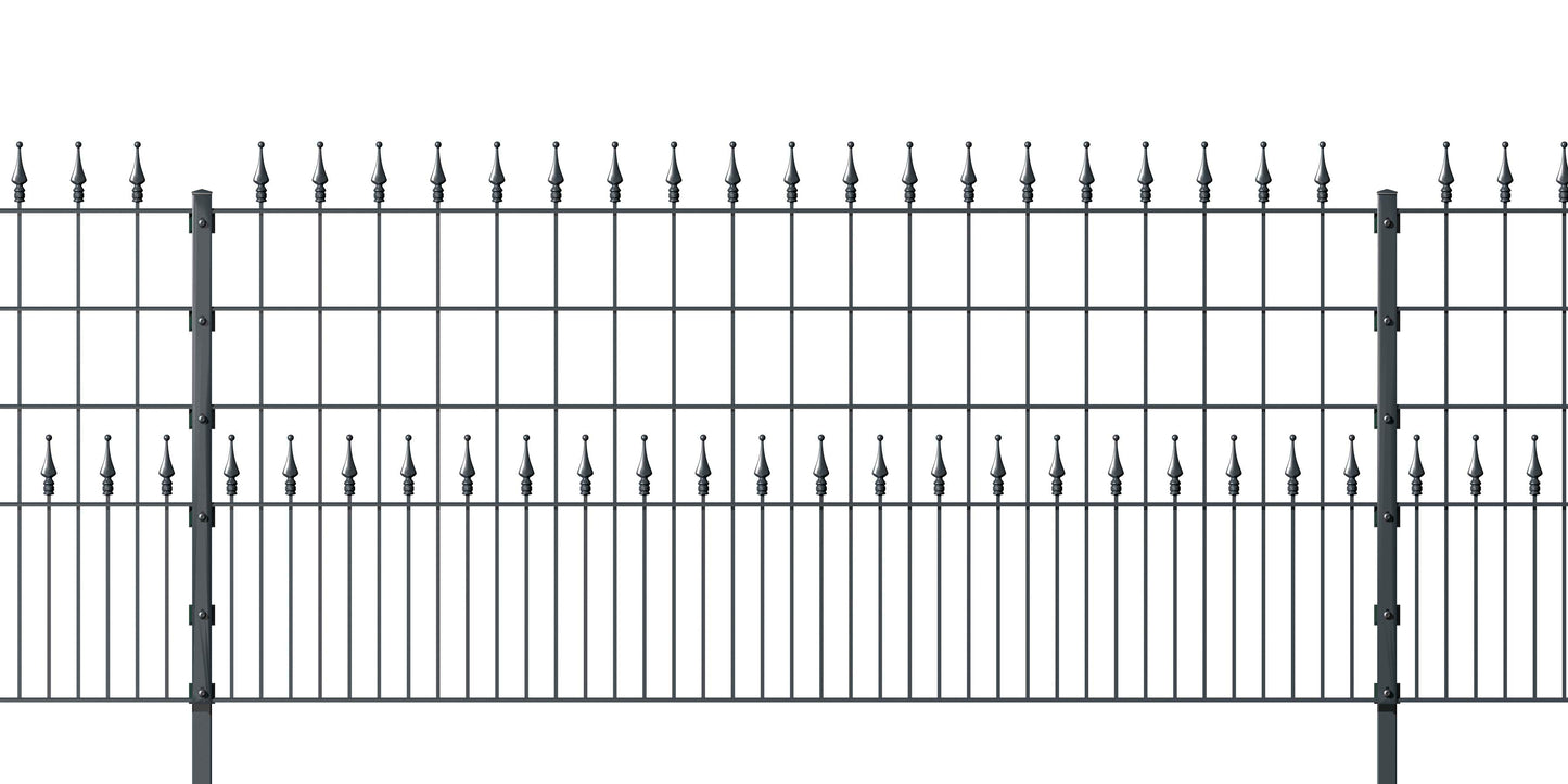 NEPTUN Anthrazit Metall Zaunanlage mit Zierspitzen, ideal als Gartenzaun – MY-Zaunsysteme