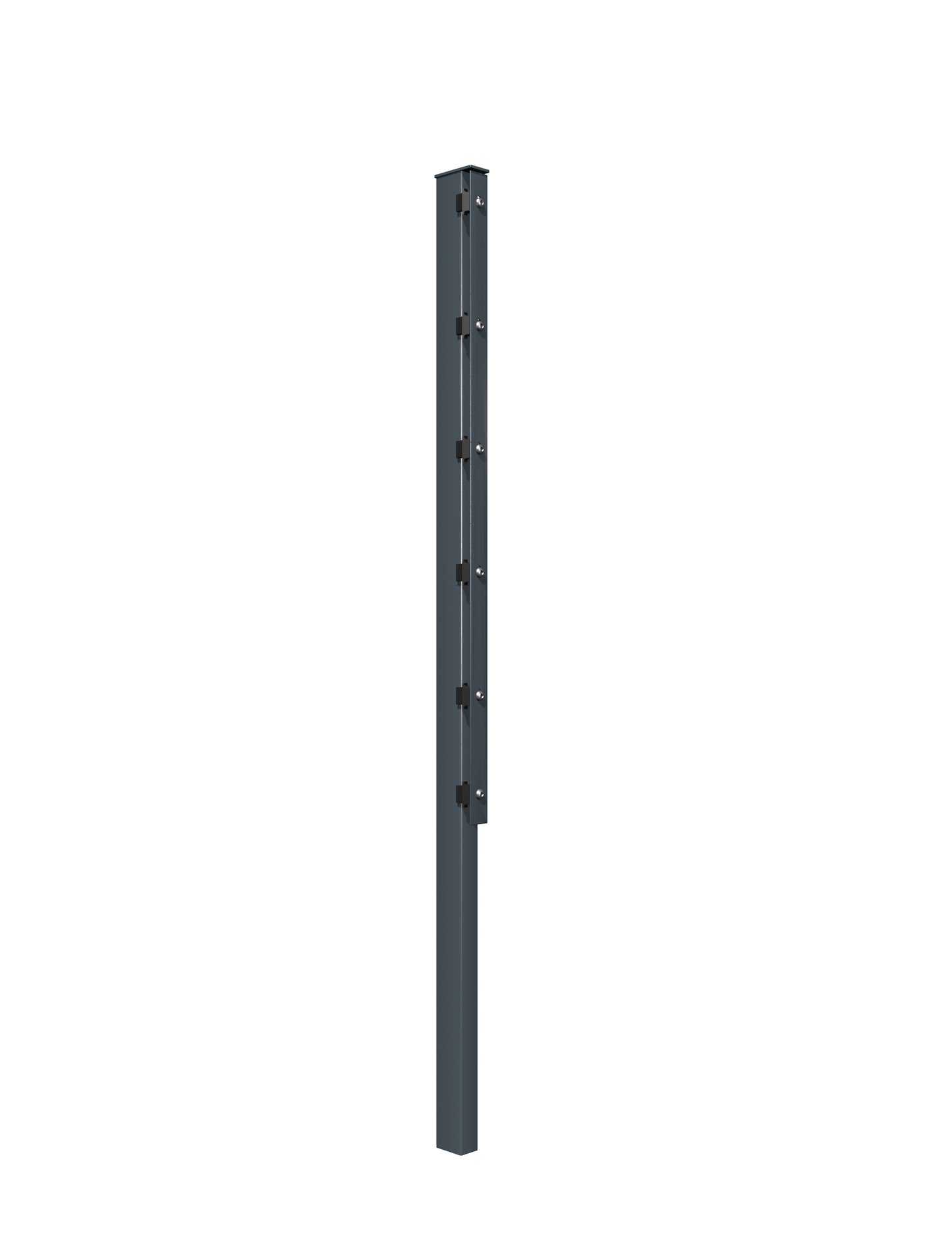 Pfosten 40x60 aus Stahl für Zaunanlage, anthrazit, mit Halterungen – MY-Zaunsysteme