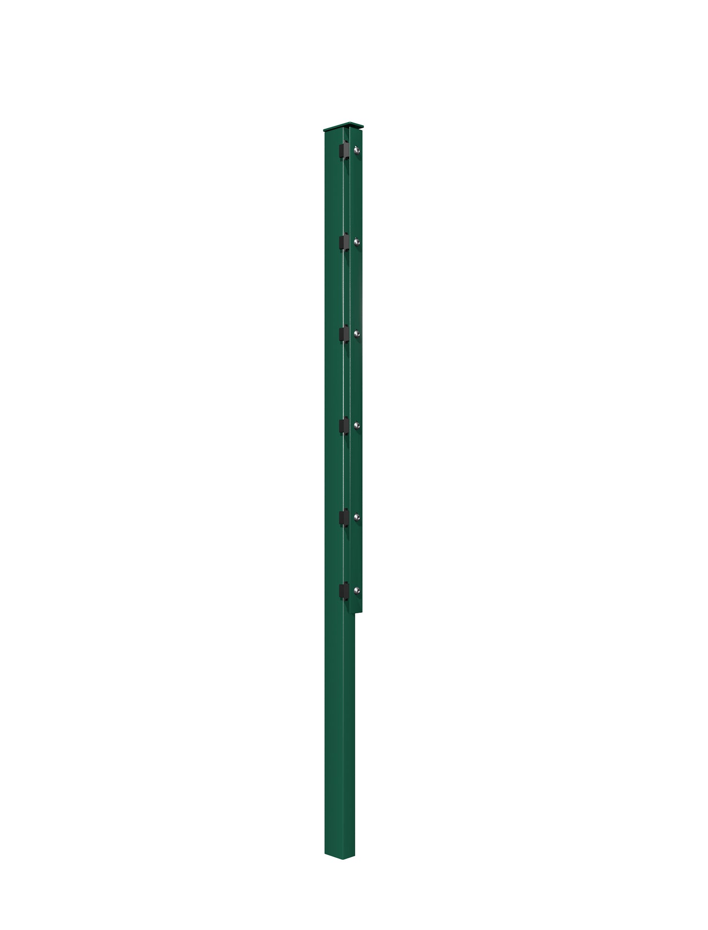 Pfosten 40x60 aus Metall für Zaunanlage, grün, mit Befestigungen – MY-Zaunsysteme