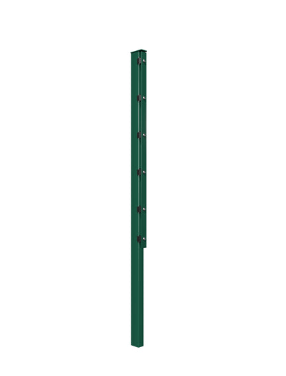 Pfosten 40x60 aus Metall für Zaunanlage, grün, mit Befestigungen – MY-Zaunsysteme