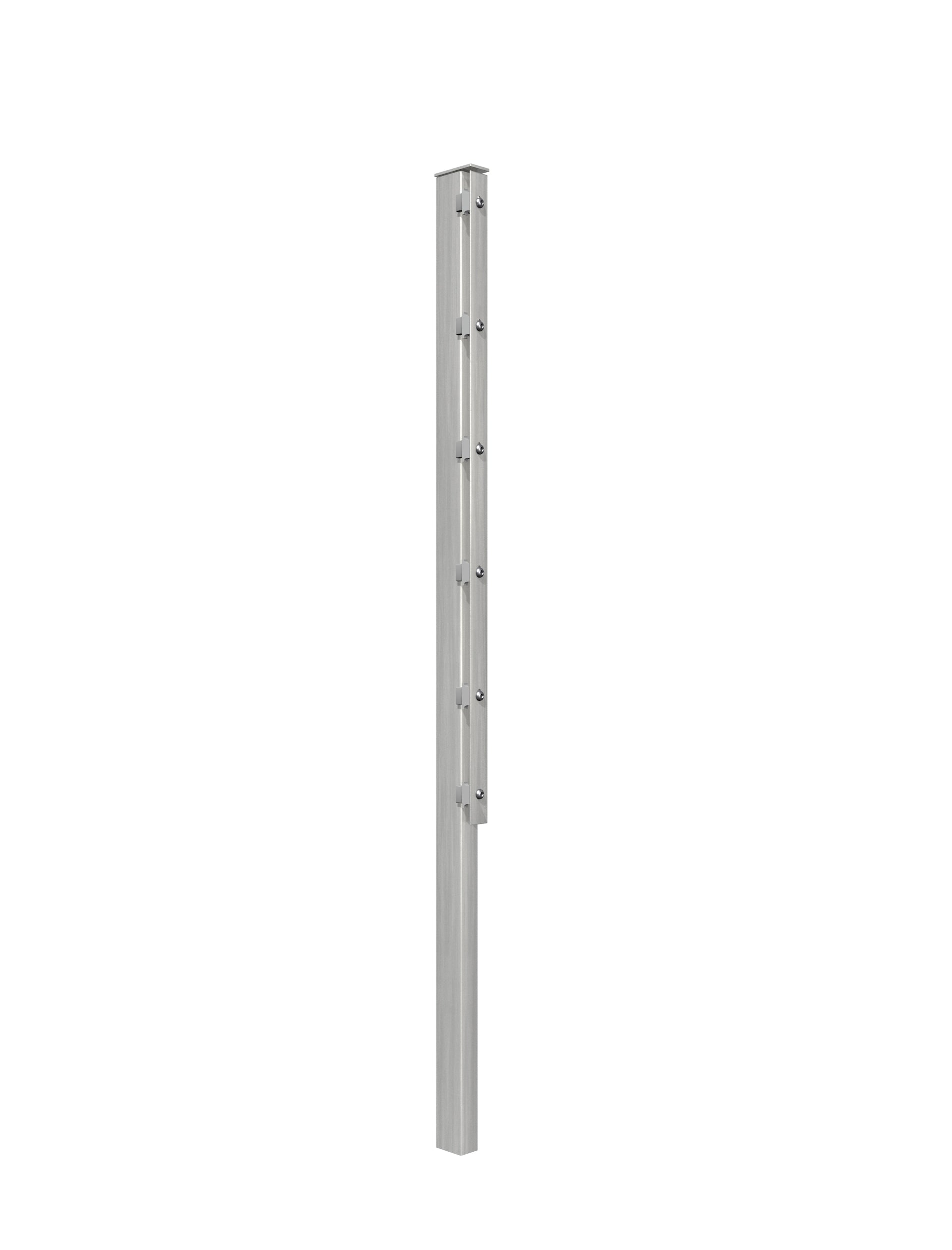 Pfosten 40x60 aus Metall für Zaunanlage, verzinkt, mit Befestigungslaschen – MY-Zaunsysteme