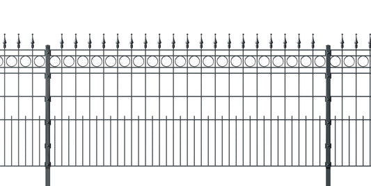SATURN Anthrazit Metall Zaunanlage mit Zierspitzen, Sichtschutz und Dekorelementen – MY-Zaunsysteme