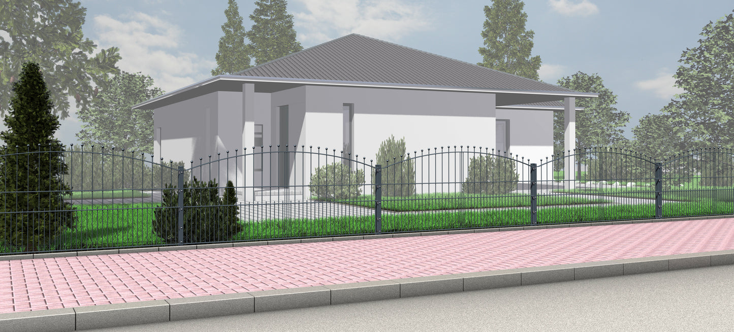 STAB1030AKGB Zaunelement aus Metall als dekorative Zaunanlage vor einem Haus – MY-Zaunsysteme