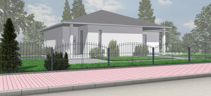 STAB1030AKGB Zaunelement aus Metall als dekorative Zaunanlage vor einem Haus – MY-Zaunsysteme