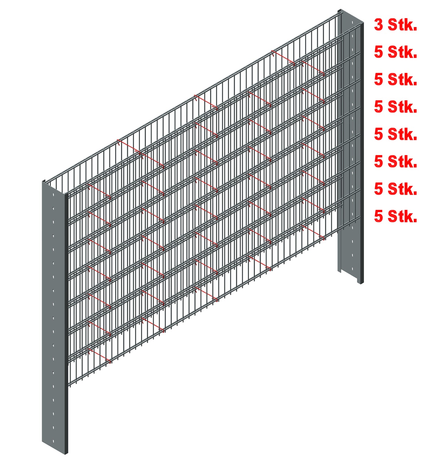Solido Montagehaken aus Metall für Doppelstabmatten Zaunanlage, Mengenangaben seitlich – MY-Zaunsysteme