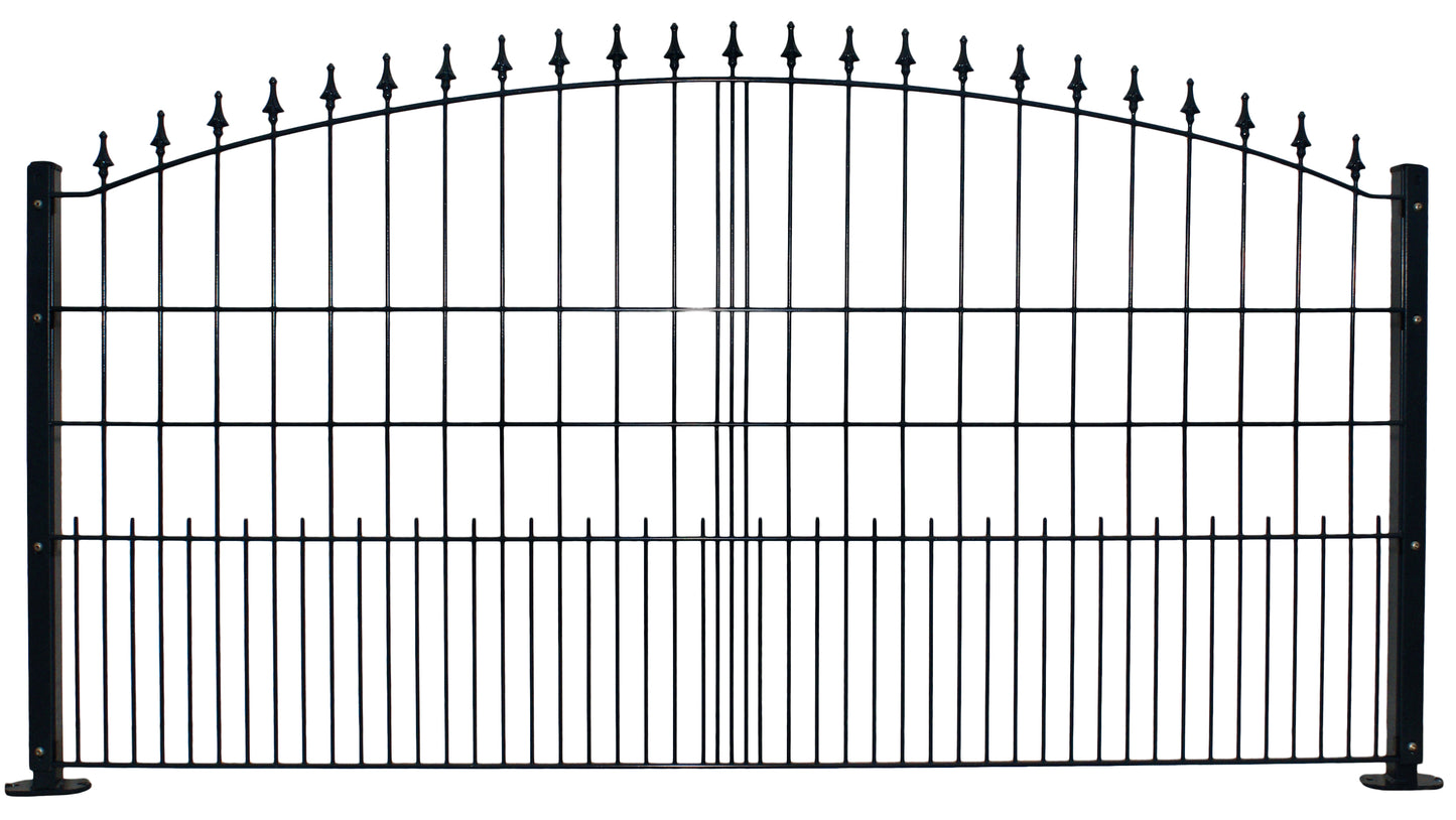 Spitze Bogen Tor aus Metall als Zaunanlage, dekoratives Gittermuster – MY-Zaunsysteme