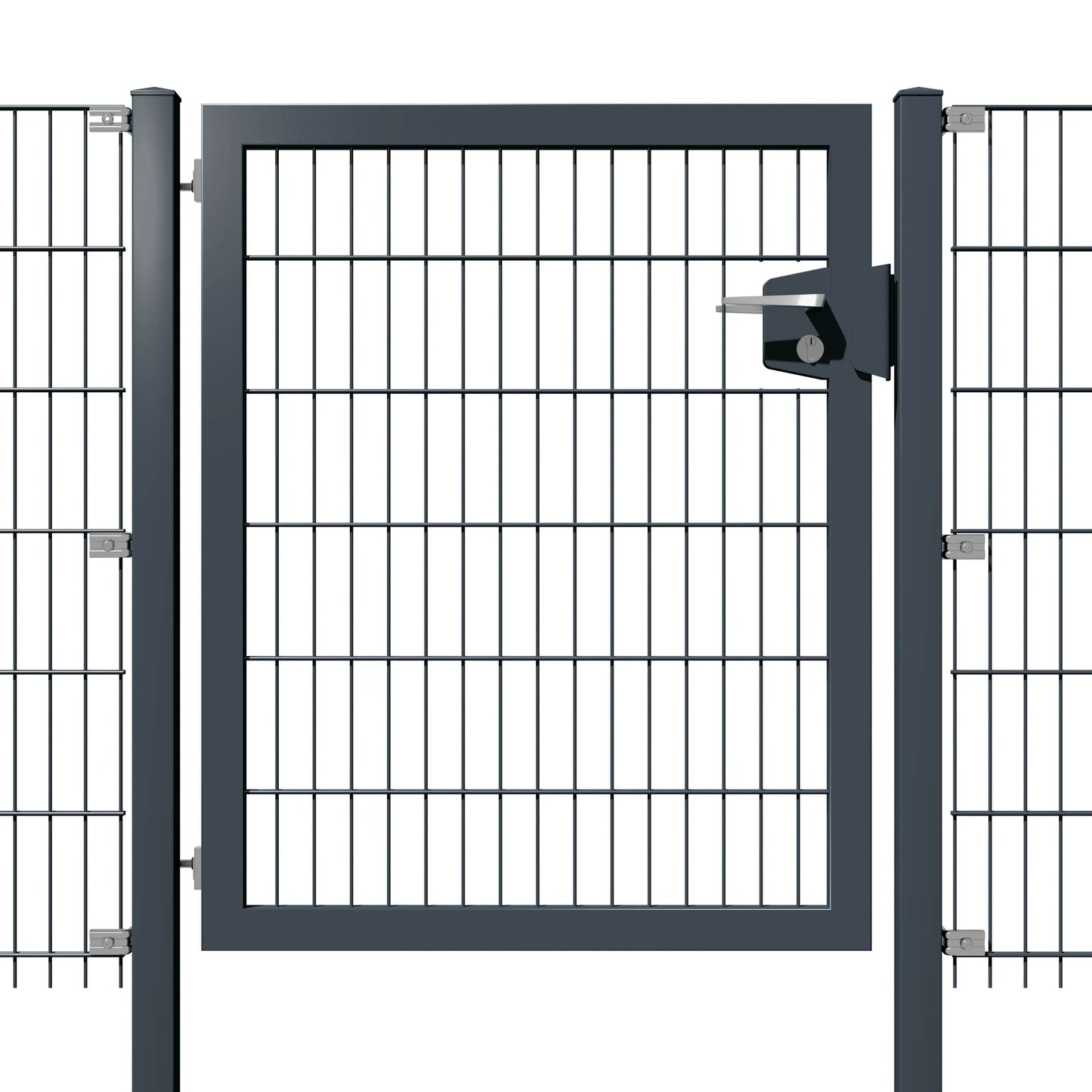 System-Drehflügeltor 1-flügelig aus Metall, anthrazit, als Zaunanlage – MY-Zaunsysteme