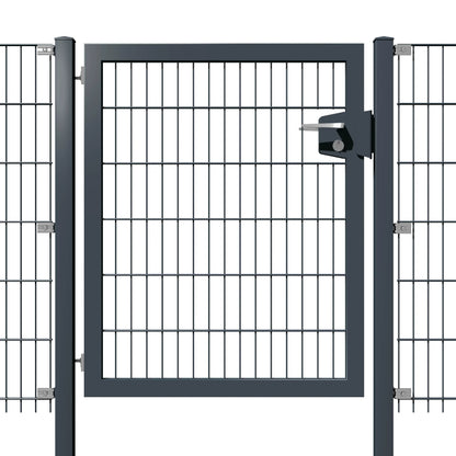 System-Drehflügeltor 1-flügelig aus Metall, anthrazit, als Zaunanlage – MY-Zaunsysteme