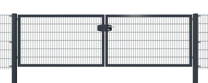 System-Drehflügeltor 2-flügelig aus Metall als Zaunanlage in Anthrazit – MY-Zaunsysteme